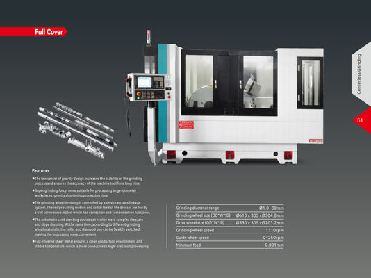 Machine de meulage sans centre avec une puissance de 2 à 7,5 kW